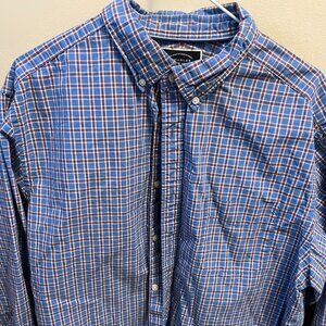 Charles Tyrwhitt Casual Shirt Size XL, Blue with Red Plaid Pattern